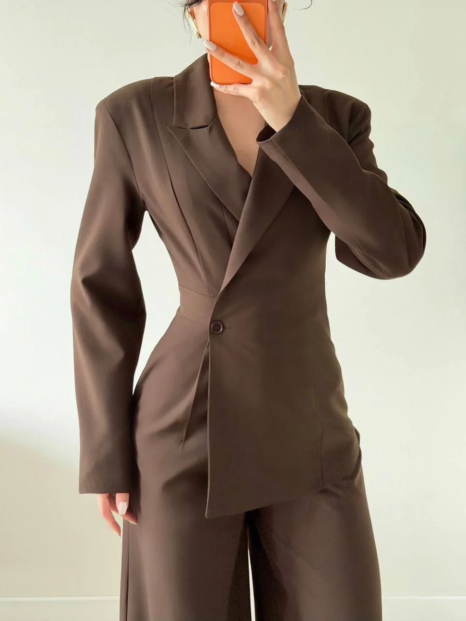 Kahverengi Takım Görünümlü Ceketli Tulum