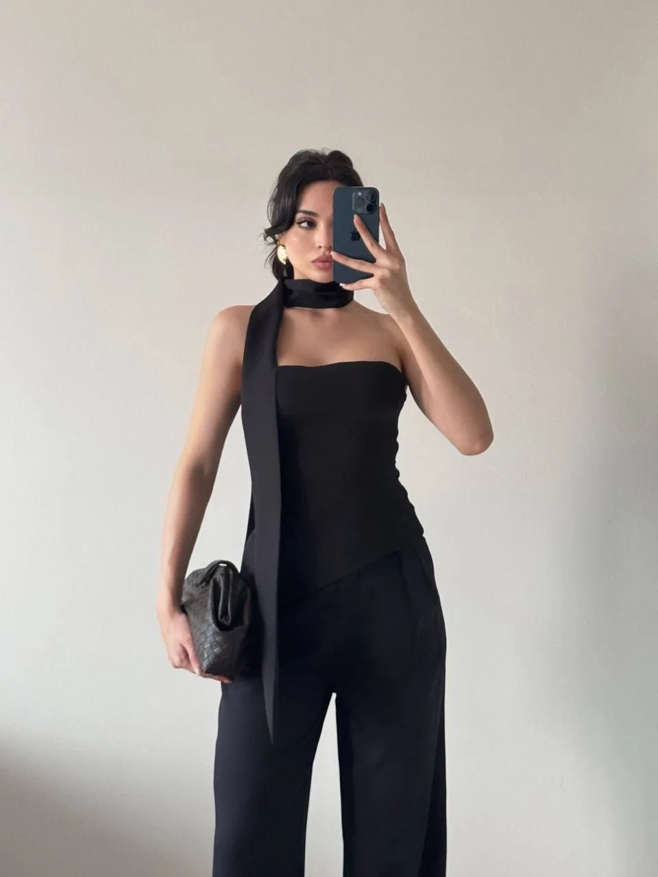 Siyah Şallı Büstiyer Pantolon İkili Takım