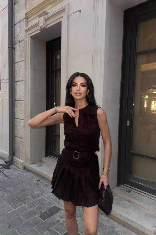 ACI KAHVE SÜET YELEK İKİLİ TAKIM